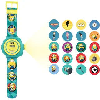 Lexibook, Ich - Einfach Unverbesserlich, Minions, Verstellbare Projektionsuhr mit digitalem Bildschirm, 20 Bilder von Minions, für Kinder, blau/gelb, DMW050DES