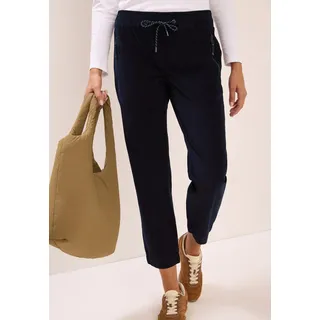 Cordhose CECIL "Style Tracey", Damen, Gr. XL (44), Länge 28, blau (dunkelblau corduroy (länge 28)), Web, Obermaterial: 98% Baumwolle, 2% Elasthan. Futter: 100% Baumwolle, unifarben, regular fit knöchelfrei, Hosen Cordhose, mit Tunnelzug