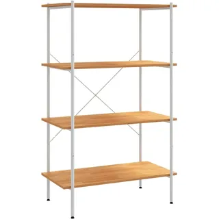 vidaXL Regal mit 4 Böden Bücherregal Standregal Büroregal Haushaltsregal Aufbewahrung Wandregal Aktenregal Lagerregal Weiß Eiche-Optik 80x40x130cm
