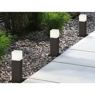 LED Sockelleuchten in Anthrazit 30cm - 3er Set Terrassenbeleuchtung Wegeleuchten