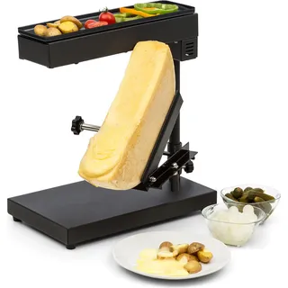 Klarstein Käse Raclette-Grill mit Edelstahl-Käse-Schmelzer, Dreh- & Verstellbarer Raclette Grill für Käse am Stück, Robuster Schweizer Raclette Grill-Gerät, 1000W Kleiner Raclette-Käseschmelzer - Schwarz