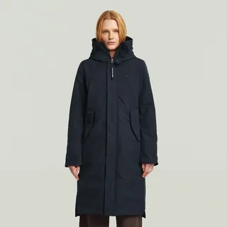 G-Star Langjacke G-STAR "Vodan 2.0 Long Jacket", Damen, Gr. L (40), blau (salute), Web, Obermaterial: 54% Elastomultiester, 46% Polyester, unifarben, knielang, Jacken Langjacke, in der Taille verstellbar