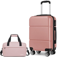 KONO Koffer-Set, 2-teiliges Gepäck-Set, Handgepäck, ABS-Hartschalengepäck und Ryanair Reisetasche, Kabinentasche, Hautfarben und Rosa, 20'' Luggage Set, modisch