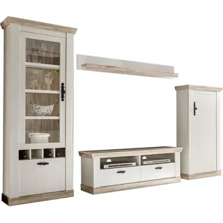 Home affaire Wohnwand »Florenz, Anbauwand im Landhausstil, Komplettset mit Metallgriffen« Set, 4 Stk. tlg., weiß