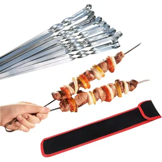 Profi BBQ Edelstahl Grillspieße, Extra Breit: 1 cm, Extra Stark 2 mm Dicke (50 St, 60cm) Fleischspieße, Schaschlikspieße, Mangal, Schampura, Spieße, Skewers, Schaschlik, Kebap, Spiesse, Grillspiesse