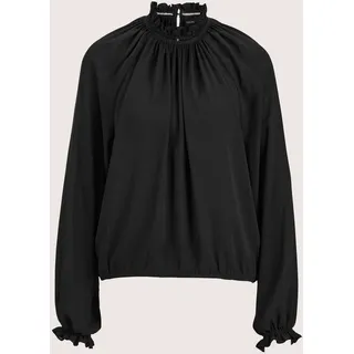 MADELEINE Langarmbluse "Bluse Elegante Bluse mit Stehkragen, Uni", schwarz