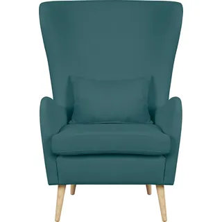 Sessel HOME AFFAIRE "Sallito, Ohrensessel, TV-Sessel", blau (petrol), B:76cm H:109cm T:85cm, Struktur Hahnentritt (67% Polypropylen, 33% Polyester);Samtoptik (100% Polyester);Fellimitat (100% Polyester);Samtcord (92% Polyester, 8% Polyamid);Struktur (100% Polyester);Struktur fein (100% Polyester), Sessel, Sessel, für Wohnzimmer, auch in Samtcord