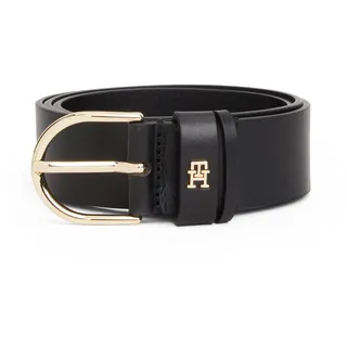 Ledergürtel TOMMY HILFIGER "ESSENTIAL EFFORTLESS 3,5 cm breit", Damen, Gr. 75, schwarz, Rindsleder, Gürtel Ledergürtel, Damengürtel, 3,5 cm breit, casual und Jeans, ovale Einfachdornschließe