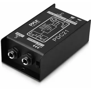 Pyle Passive DI Box mit Ground Lift, Direct Injection Box Gitarre, Bass & Keyboard, 6,3 mm Klinke, Störungsfreie Signalübertragung, Brumm-Unterdrückung, Robustes Metallgehäuse für Bühne & Studio