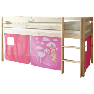 TICAA Hochbett Malte 90 x 200 cm Kiefer massiv natur zauberfee