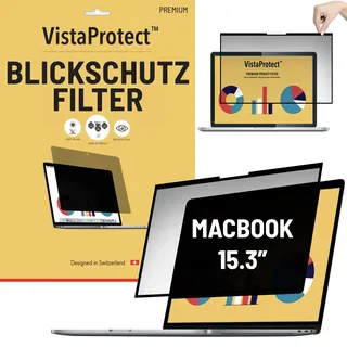 VistaProtect - Premium Blickschutzfilter & Anti-Blaulicht-Filter. Magnetisch Displayschutzfolie für Apple MacBook Air 15 M2/M3 (15.3" - 2023+)