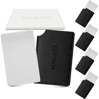 MAGATI Handspiegel klein inkl. Schutzhülle, Spiegel in Kreditkartenformat aus Edelstahl, Taschenspiegel, Kosmetikspiegel, Kleiner Spiegel, schminkspiegel klein 8.5x5.5cm, 5 Stück