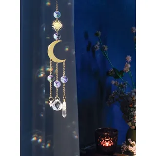 Moses Moses. Basically It's Magic Sonnenfänger Magic Aura – Fensterdeko mit Mond und Bergkristall-Halbedelstein, Windspiel mit Kristallen, Länge: 31 cm