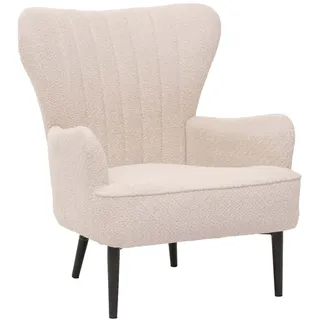 Mendler Lounge-Sessel HWC-K37, Cocktail-/Ohrensessel Polsterstuhl Retro Vintage Stoff Chenille (500g/m2) Öko-Tex ~ creme-beige