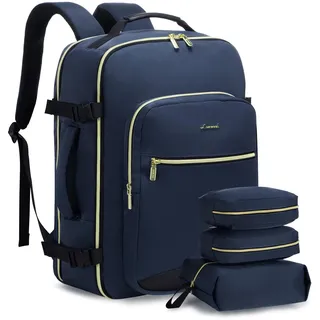 LOVEVOOK Handgepäck Rucksack Flugzeug, 40L Groß Reiserucksack Damen Kofferrucksack, Wasserdicht Reisetasche für 17 Zoll Laptop, Travel Backpack für Reise Geschäftsreise Business Wandern Weekend Blau