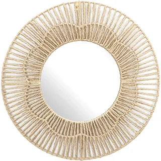 HOME DECO FACTORY Runder Wandspiegel 50 cm Elegante Wanddekoration Braun