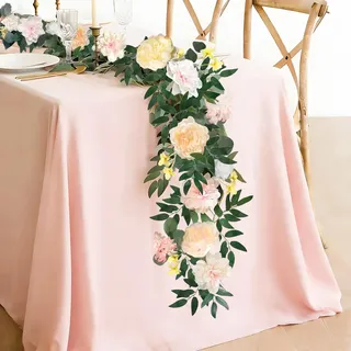 OrgMemory Eukalyptus Girlande Deko, 180cm, Künstliche Blumengirlanden, Blumengirlande Tischdeko, Hochzeit Blumen für Hochzeit Dekoration Haus Tisch Läufer Mantel Dekoration (Rosa)