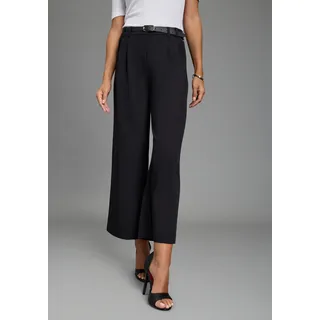 Bundfaltenhose LAURA SCOTT, Damen, Gr. 42, N-Gr, schwarz, Web, Obermaterial: 80% Polyester, 16% Viskose, 4% Elasthan, figurumspielend knöchelfrei, Hosen Bundfaltenhose, mit weitem Bein