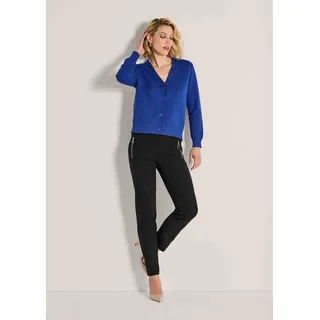 MADELEINE Stoffhose "Schlupfhose Schmale Stretchhose mit Zier-Zipper" Stretchhose in modischer slim line Form, schwarz
