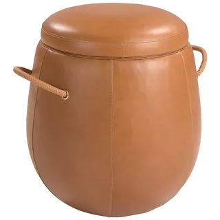 Angel Cerda Pouf Kamelleder Sitzsack Ø52/57 cm , Braun , Leder , 52x57x52 cm , FSC 100% , Wohnzimmer, Sessel, Hocker & Hockerbänke, Poufs