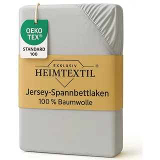 EXKLUSIV HEIMTEXTIL Jersey Spannbettlaken Premium Marke 60 x 120-70 x 135 cm 100% Baumwolle Öko - Tex Zertifiziert, Markenqualität, Matratzenhöhe bis 10 cm, Silber