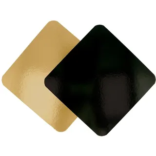 Doppelseitiger Konditoreikarton (Gold/Schwarz) 32X32 Cm Gold/Schwarz Karton - 50 Un.