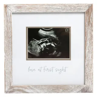 Pearhead Love at First Sight Sonogram Picture Frame, Gender Neutral Ultrasound Keepsake, Ideal Pregnancy Gift, Baby Shower and Nursery Decor, Farmhouse Rustic