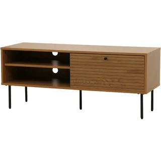 Mendler TV-Rack HWC-N78, Lowboard TV-Schrank, skandinavischer Stil Metall Holz Melamin MVG 50x120x40cm ~ natur