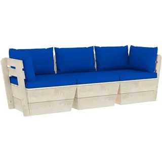 vidaXL Garten-Palettensofa 3-Sitzer Fichtenholz 200 x 80 x 70 cm Blau