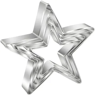 AVANA Ausstechformen Sterne 5 Stück, Edelstahl Ausstecher Set Weihnachten Keks Plätzchen, Silber
