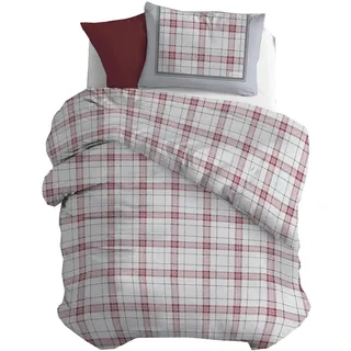 PENSIERI DELICATI Bettwäsche-Set für Einzelbett, Flanell, 100% Baumwolle, Bettbezug 155 x 200 cm und Kissenbezug 52 x 82 cm, hergestellt in Italien, maschinenwaschbar bei 40 °C, Motiv: Roter Hirsch