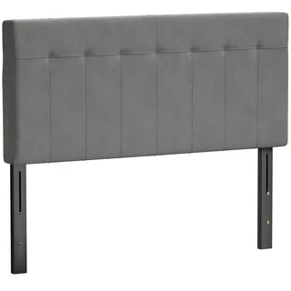 Homcom Kopfteil Polyester Metall Grau , Eukalyptusholz , 10x126x140 cm , Bett-Kopfteile
