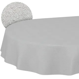 ANRO Tischdecke abwaschbar Grau Leinenoptik Oval 200 x 140 cm – Gartentischdecke Indoor Outdoor wasserabweisend schmutzabweisend pflegeleicht mit Saum