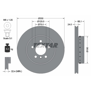 Textar Bremsscheibe TEXTAR PRO+ 92265825 vorne, belüftet, hochkarbonisiert, 1 Stück