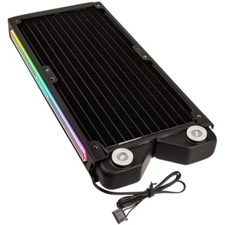 RAIJINTEK Teos Niedrig Kupfer Radiator 240mm mit Adressierbar RGB Beleuchtung, 2x G1/4 Zoll, Montagemöglichkeit für 4x 120mm Lüfter