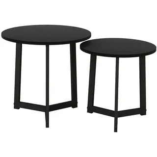 Homcom Runder Beistelltisch Schwarz Metall 48 x 45 cm