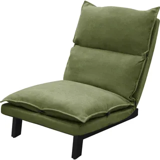 ML-Design Bodenstuhl Grün, Bodensessel gepolstert mit verstellbarer Rückenlehne, Leinenbezug, robustes Stahlgestell, Sitzkissen Bodensofa Loungesessel - Grün
