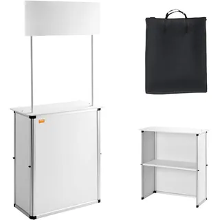 Vevor Tragbare Messetheke Messetresen, 785 x 380 x 1815 mm Messestand Ausstellungs-Thekenständer, Faltbarer Promotion-Einzelhandels-Bartisch, Rezeption Messestand mit Aufbewahrungsregal, Tragetasche
