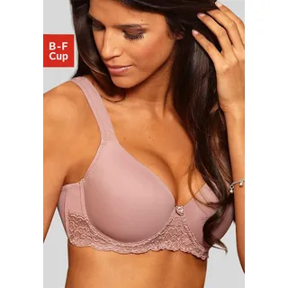 LASCANA Schalen-BH mit Bügel & breiten Trägern, weiche Spitze, T-Shirt-BH, große Größen, mauve