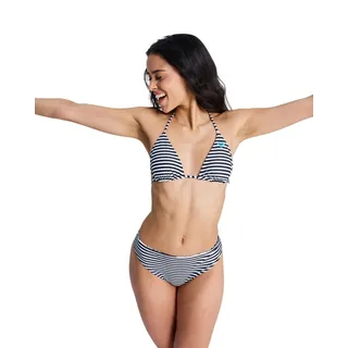 Bikini-Hose ROXY "Summer Surf RV Moderate", Damen, Gr. XL, US-Größen, schwarz-weiß (anthrazit moda stripe), Obermaterial: 85% Polyester, 15% Elasthan., Badehosen Bikini-Hose