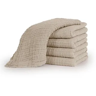 Laleni Spucktücher 70/70 cm, 100% Baumwolle für Babys, Braun, 10er-Set , Textil , Quadratisch , 70x70 cm , Pflegen, Babypflegeprodukte