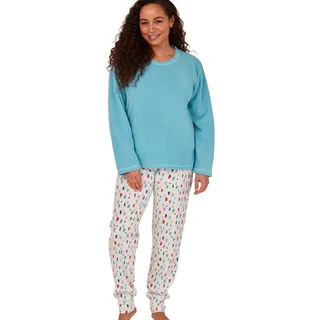 Indigo Sky Damen Women's Gemma Cosy Fleece Cuffed Pyjama Pyjamaset, Turquoise Splat Spot,