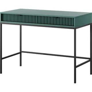 BETTSO Geriffelt Schminktisch Konsolentisch Schreibtisch Schwarzgriffe NOVA Grün mit Schwarzbeinen - Grün