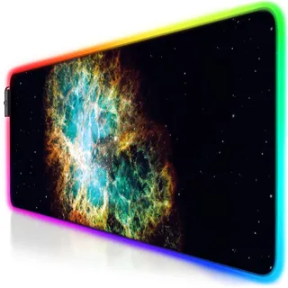CSL - TITANWOLF RGB Gaming Mauspad - LED Schreibtischunterlage XXL 800x300 mm - 11 Beleuchtungs-Modi - 7 Farben + 4 Effekte - Abwaschbar - Weltraum Nebel