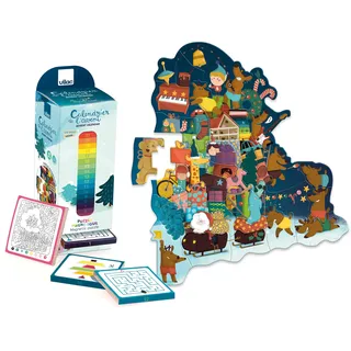 VILAC - Adventskalender Puzzle mit 48 Magneten – Dekoration & Geschenke – 1 Ständer aus Karton zum Befestigen an der Wand – Lernspiele für Kinder aus Holz – Spielzeug für Kinder ab 3 Jahren – 1225