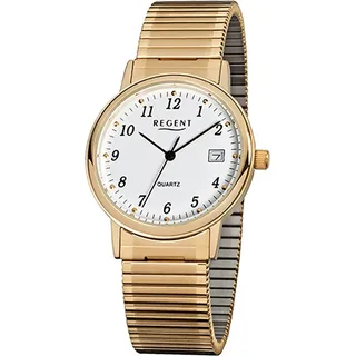 Regent Herren-Armbanduhr gold Analog F-707 Stahl-Armband D2URF707