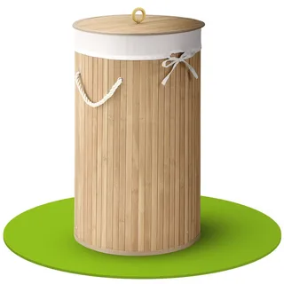 Juskys Bambus Wäschekorb Curly-Round - Natur