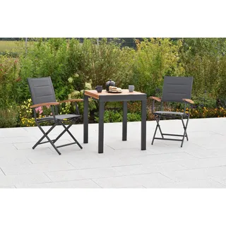 Merxx Paxos Set 3-tlg. 2 Klappsessel Balkon-Tisch Ausziehbar 65 (130) x 65 cm