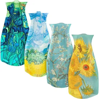 MODGY Erweiterbares Blumenvasen-Set, Kunststoff, dekorativ, modern, faltbar, bedruckte Vasen für Tafelaufsätze für Hochzeit, Esstisch, Heimdekoration, Wohnzimmer, Badezimmer, Büro, Vincent Van Gogh, 4