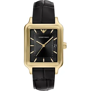 Emporio Armani Herren 36MM Goldfarbene Edelstahl Uhr, AR11757, schwarz, modisch - Schwarz